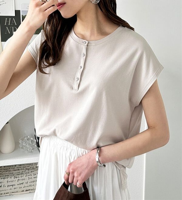 GeeRA（ジーラ）の「綿１００％前後２ＷＡＹシルケットフレンチスリーブカットソー（Tシャツ）」｜詳細画像