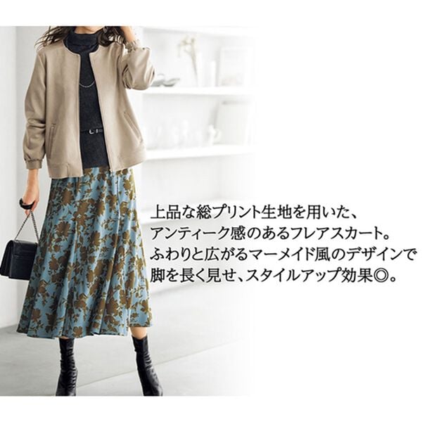 BELLUNA（ベルーナ）の「デシンプリント切替フレアースカート（ロングスカート）」｜詳細画像