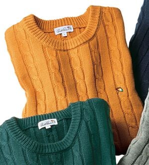 「＜アーノルド　パーマー＞ワンポイントケーブルニット（メンズニット・セーター）」｜イエロー