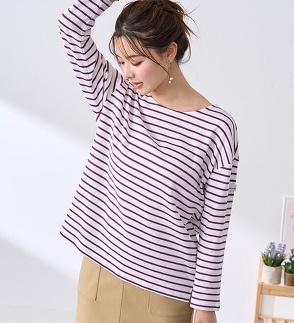 BELLUNA（ベルーナ）の「 ＜＆ｃｏｃｏｃｈｉ＞ハピネスコットン１００％ボーダープルオーバー（カットソー）」｜詳細画像