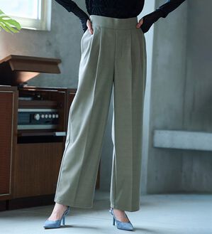 RANAN（ラナン）の「キレイ見え！防風ワイドパンツ（フルレングスパンツ）」｜グレー