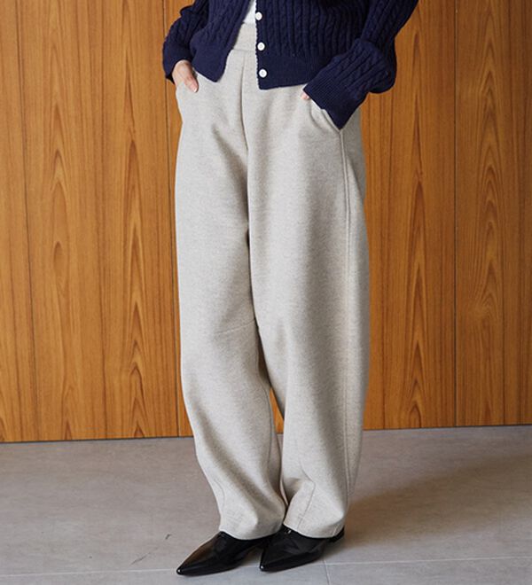 RANAN（ラナン）の「フェイクウールバレルレッグカーブパンツ（フルレングスパンツ）」｜詳細画像