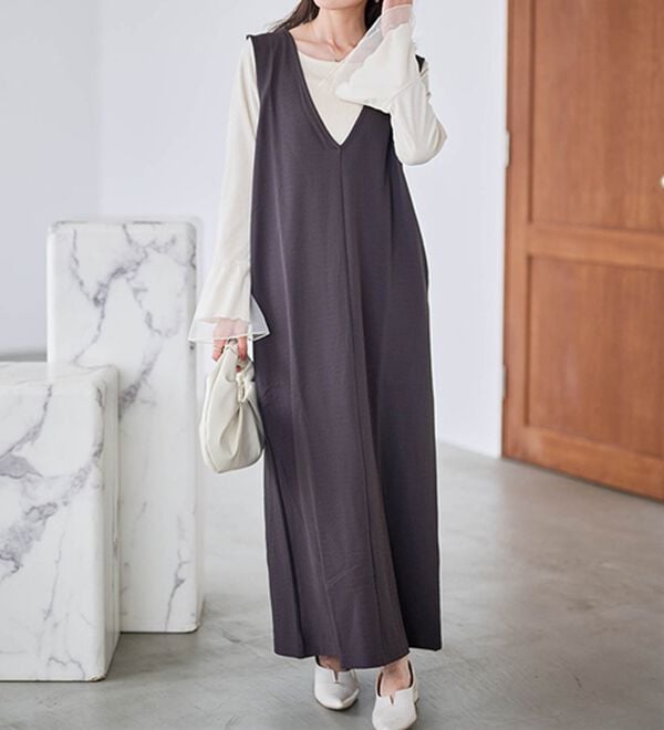 RANAN（ラナン）の「【選べる2丈】細見えが叶うジャンパースカート（ジャンパースカート）」｜詳細画像