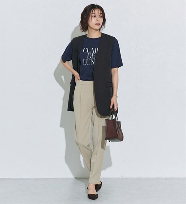 Pierrot（ピエロ）の「【選べる丈】高見えすっきりテーパードパンツ（フルレングスパンツ）」｜詳細画像