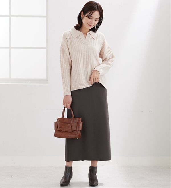 BELLUNA（ベルーナ）の「スキッパー衿編地変化ニットプルオーバー（ニット・セーター）」｜詳細画像