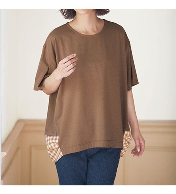 BELLUNA（ベルーナ）の「異素材チュニック（カットソー）」｜詳細画像