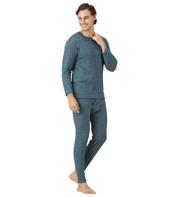 「【３着組】＜クロコダイル＞ウール入肌側綿１００％極温（Ｒ）キルトインナー上下３着組（メンズ肌着・インナーウェア）」｜詳細画像