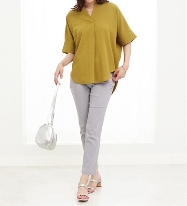 BELLUNA（ベルーナ）の「美脚ストレッチ麻入りアンクルパンツ（クロップドパンツ）」｜詳細画像