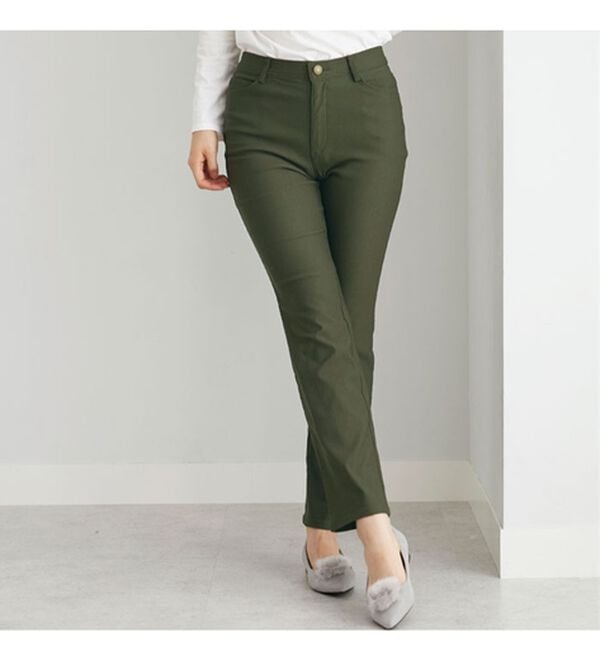 BELLUNA（ベルーナ）の「【選べる裏起毛】静電気防止！ヘリンボーンブーツカットパンツ（フルレングスパンツ）」｜詳細画像