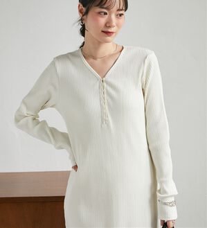 RANAN（ラナン）の「Ｖヘンリーリブワンピース（その他ワンピース）」｜アイボリー