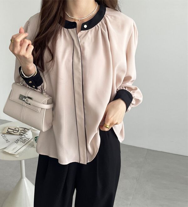 GeeRA（ジーラ）の「前後２ＷＡＹバイカラーブラウス（ブラウス）」｜詳細画像