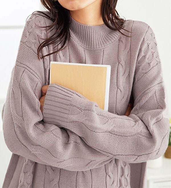 BELLUNA（ベルーナ）の「ケーブル柄ロング丈ニットワンピース（ニットワンピース）」｜詳細画像