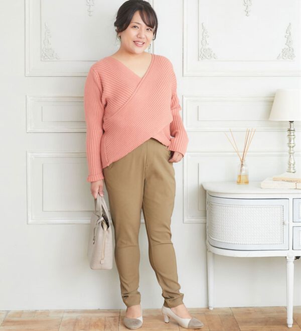 A HAPPY MARILYN（アハッピーマリリン）の「【Ｌ～８Ｌ／選べるデザイン】ストレッチ裏起毛美脚パンツ（テーパードパンツ）」｜詳細画像