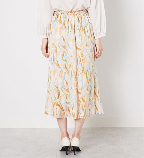 BELLUNA（ベルーナ）の「艶やかプリント切替フレアースカート（ロングスカート）」｜詳細画像