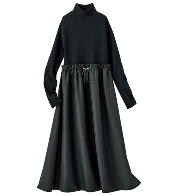 BELLUNA（ベルーナ）の「ニットプルオーバードッキングワンピース（ドッキングワンピース）」｜黒