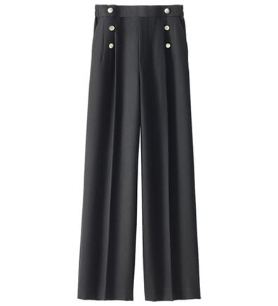 BELLUNA（ベルーナ）の「サマ見えウール調ボタン使いワイドパンツ（ワイドパンツ・ガウチョ）」