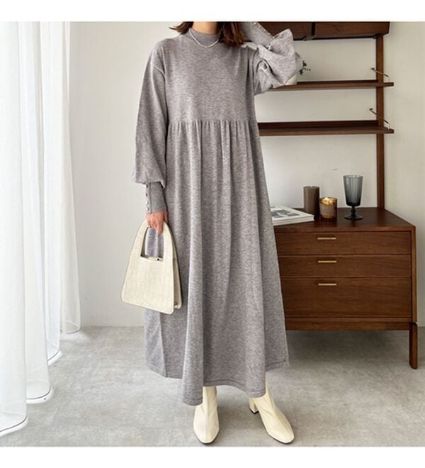 GeeRA（ジーラ）の「フィット＆フレアーニットワンピース（ニットワンピース）」｜詳細画像