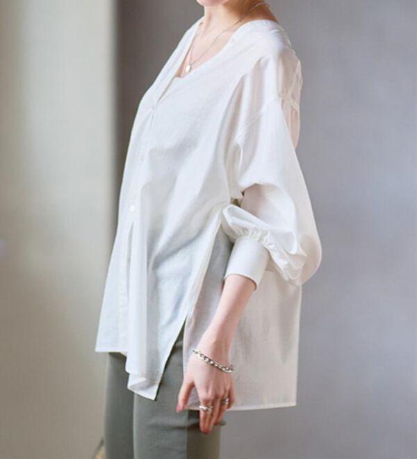 RANAN（ラナン）の「ディープVネックシアーシャツ（シャツ）」｜詳細画像