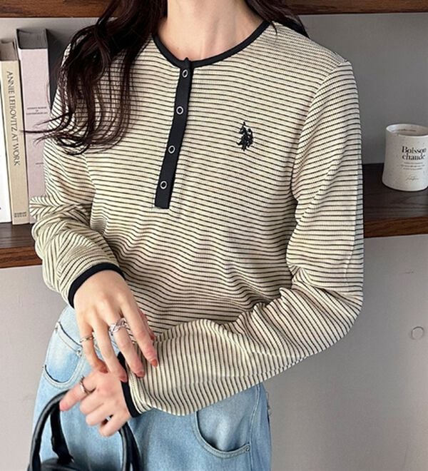 GeeRA（ジーラ）の「【U.S.POLOASSN】ワッフルヘンリーネックカットソー（カットソー）」｜詳細画像