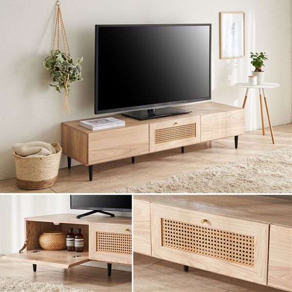 iellio（イエリオ）の「ラタン調テレビ台＜テレビ台・ローボード・テレビボード・90cm・120cm・150cm・収納棚・テレビラック・ＴＶ台・パソコン台＞（リビング収納）」｜詳細画像