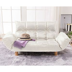 iellio（イエリオ）の「コンパクト脚付ふかふかカウチソファ　ＬＩＲＡＫＵ＜コンパクトソファ・ローソファ・１人掛け・２人掛け・一人暮らし・新生活＞（ソファ）」｜アイボリーレザー調