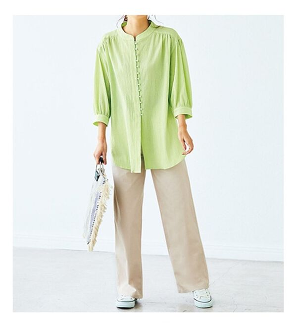 BELLUNA（ベルーナ）の「リサイクルコットンやわらか楊柳素材ブラウス（ブラウス）」｜詳細画像