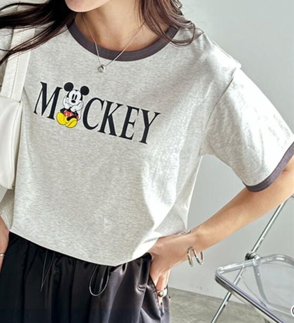 GeeRA（ジーラ）の「【Disney/ディズニー】別注/Mickey Mouse＆Minnie Mouse/リンガープリントTシャツ（カットソー）」｜詳細画像