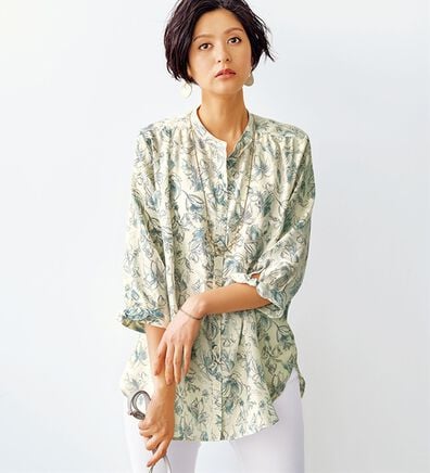 BELLUNA（ベルーナ）の「涼感やわらか袖リボンシャツチュニック（チュニック）」