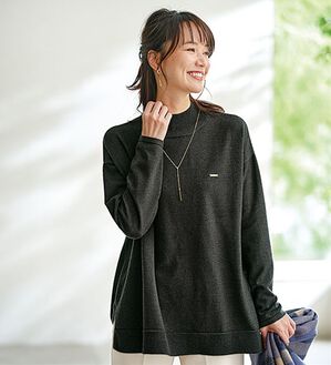 BELLUNA（ベルーナ）の「もちもちニットゆったり快適チュニック（チュニック）」｜チャコール