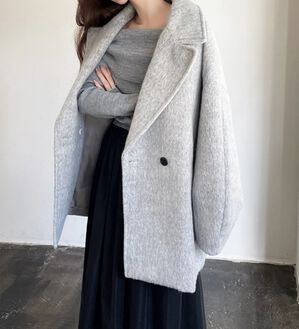 「【YOUING.】シャギーオーバーサイズミドルコート（ハーフコート）」｜詳細画像