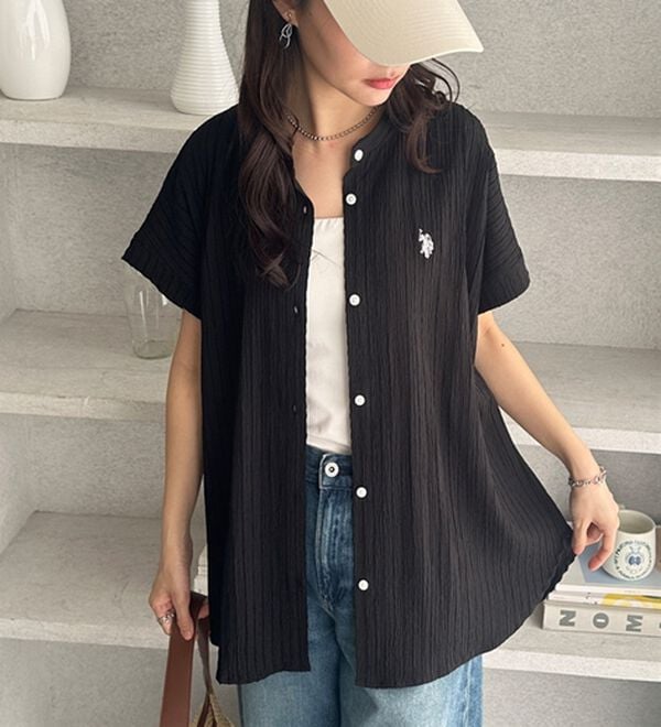 GeeRA（ジーラ）の「【ＵＳ．ＰＯＬＯ．ＡＳＳＮ】ポコポコ素材フレンチスリーブシャツ（シャツ）」｜詳細画像