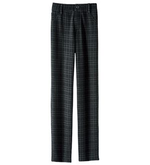 BELLUNA（ベルーナ）の「ポカポカすっきり！あったか裏ファーパンツ（フルレングスパンツ）」｜黒系チェック