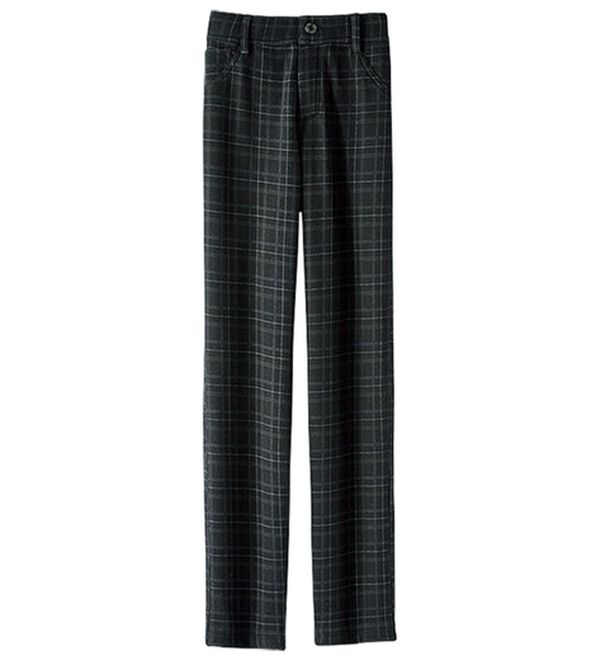 BELLUNA（ベルーナ）の「ポカポカすっきり！あったか裏ファーパンツ（フルレングスパンツ）」｜黒系チェック