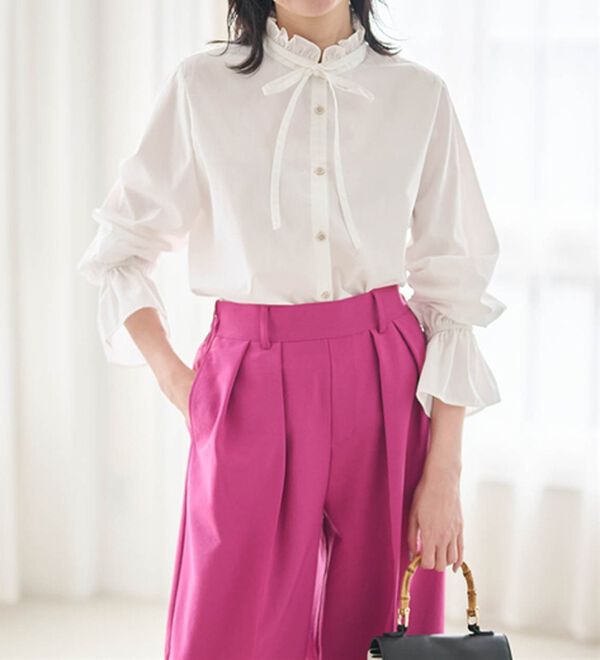 RANAN（ラナン）の「プチフリルリボン付きブラウス（ブラウス）」｜詳細画像