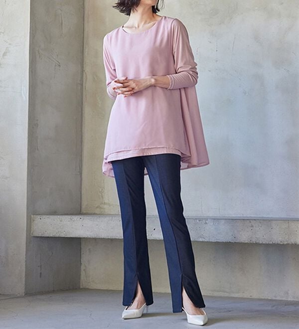 RANAN（ラナン）の「異素材切替フレアーチュニック（チュニック）」｜詳細画像