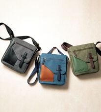 「＜クロコダイル＞洗い加工帆布スマートショルダー（メンズショルダーバッグ）」