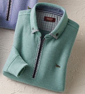 「＜デコイ＞衿デザイン杢調トレーナー（メンズトレーナー）」｜ミントグリーン