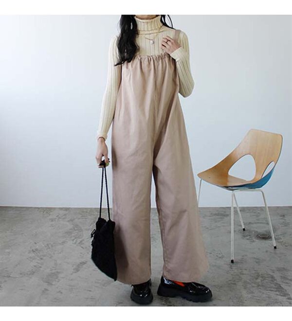 ギャザーデザインワイドサロペット - ベルーナ【公式】