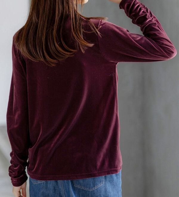 BELLUNA（ベルーナ）の「艶やかシアーベロア袖シャーリングプルオーバー（カットソー）」｜詳細画像