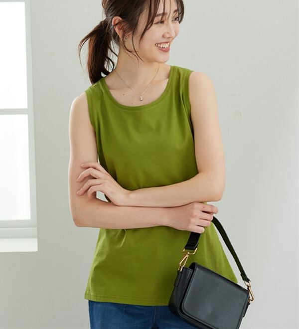 BELLUNA（ベルーナ）の「ヒンヤリ！綿１００％サマ見えタンクトップ（タンクトップ・キャミソール）」｜詳細画像