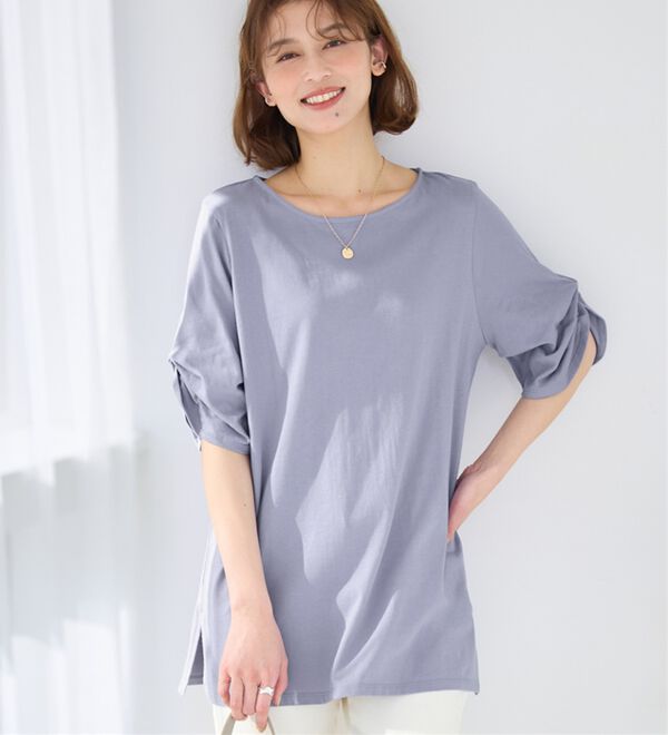 Viola e Viola（ヴィオラ エ ヴィオラ）の「綿１００％袖タックチュニック（チュニック）」｜詳細画像