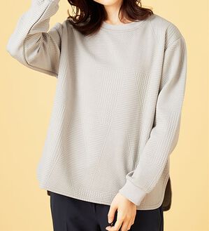 BELLUNA（ベルーナ）の「ふくれジャカードキルトプルオーバー（カットソー）」｜グレー
