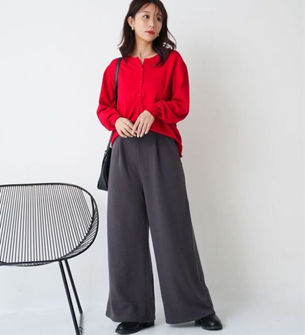 A HAPPY MARILYN（アハッピーマリリン）の「【Ｌ～８Ｌ】もわもわシャギーで下半身の冷え対策！選べる３丈 裏起毛 裏シャギー ワイドパンツ（ワイドパンツ・ガウチョ）」｜詳細画像