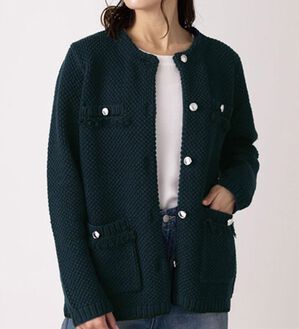 BELLUNA（ベルーナ）の「フリンジ使いノーカラーニットジャケット（その他ジャケット）」｜詳細画像