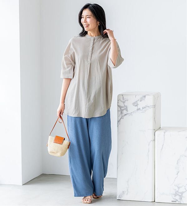 BELLUNA（ベルーナ）の「綿１００％ワッシャー素材ゆったりドルマンブラウス（ブラウス）」｜詳細画像