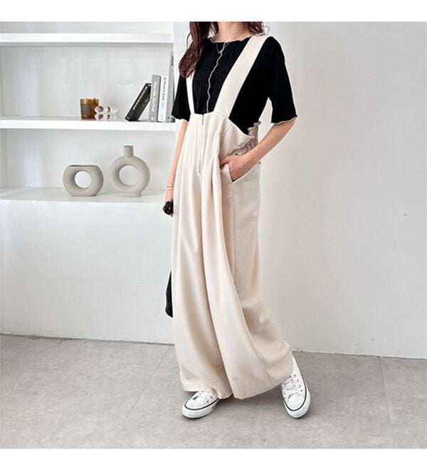 GeeRA（ジーラ）の「フロントジップハイウエストサロペット（オールインワン）」｜詳細画像