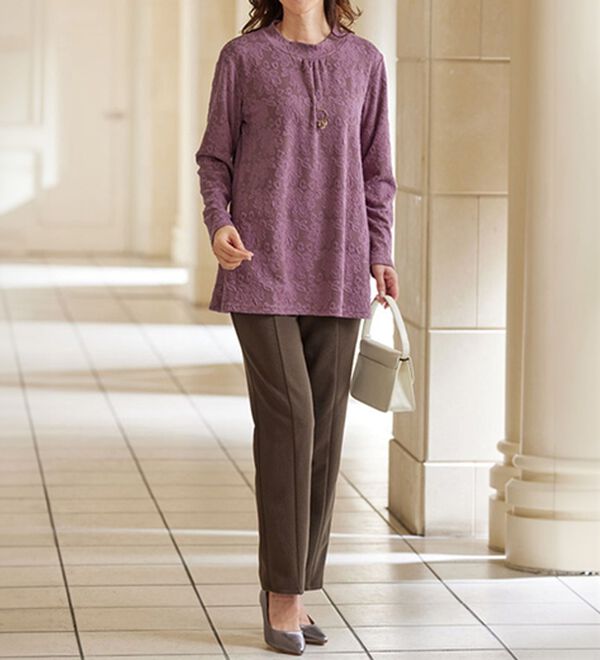 BELLUNA（ベルーナ）の「日本製ニットコーデュロイ調パンツ（フルレングスパンツ）」｜詳細画像