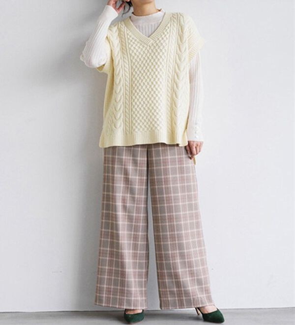 RANAN（ラナン）の「＜４つの機能付＞ケーブル柄ニットベスト（ベスト）」｜詳細画像