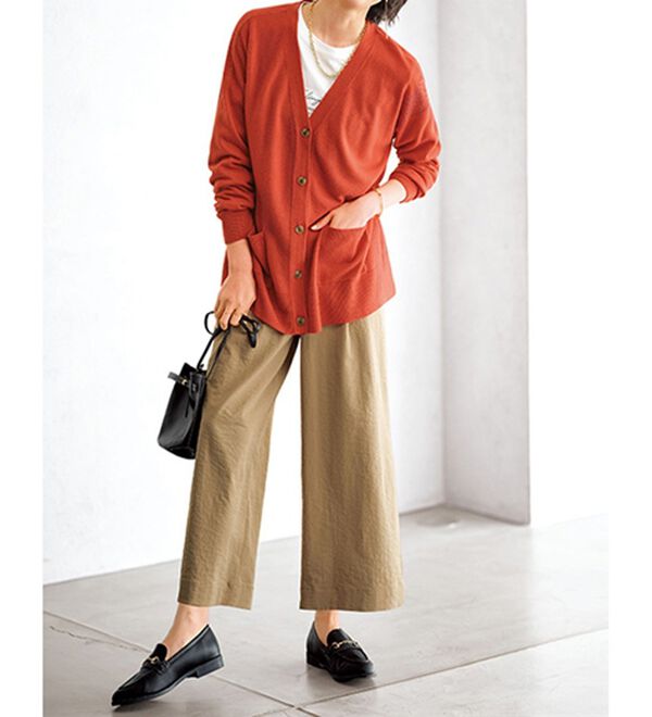 BELLUNA（ベルーナ）の「サラもち！快適ビンテージ調素材ワイドパンツ（ワイドパンツ・ガウチョ）」｜詳細画像