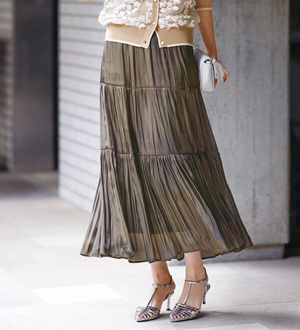 サテンプリーツティアードスカート - ベルーナ【公式】